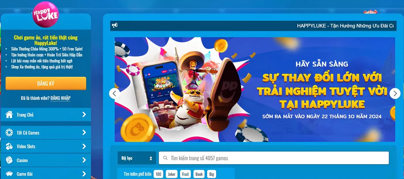 Happyluke online casino welcome bonus banner with bright colors and exclusive offers for new players